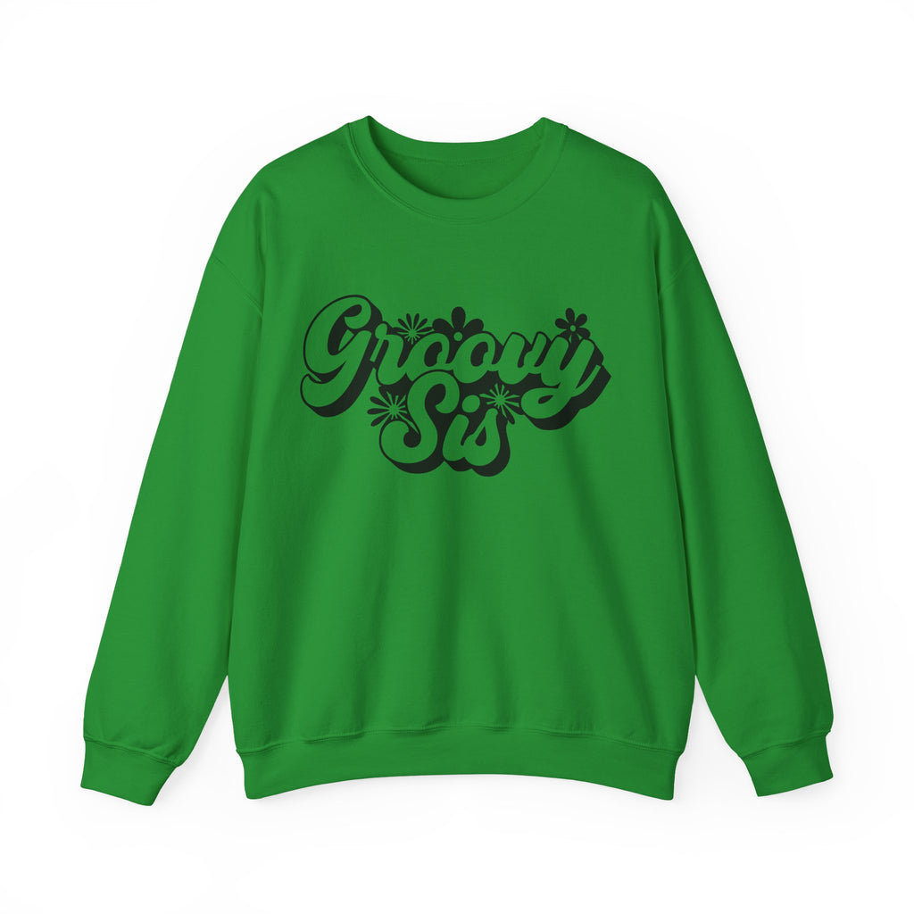 Groovy Sis Flowers Unisex Heavy Blend Crewneck Sweatshirt for Ultimate Comfort