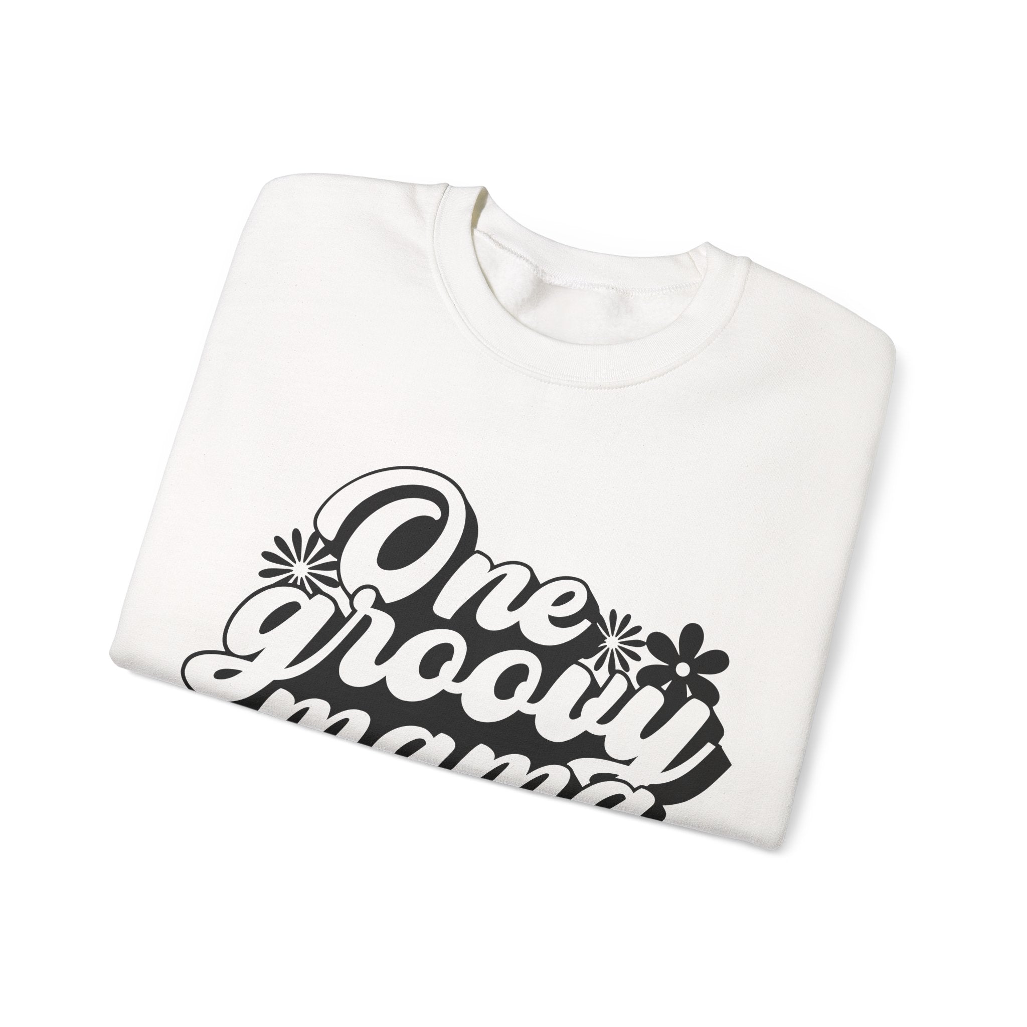One Groovy Mama Flowers Unisex Heavy Blend Crewneck Sweatshirt
