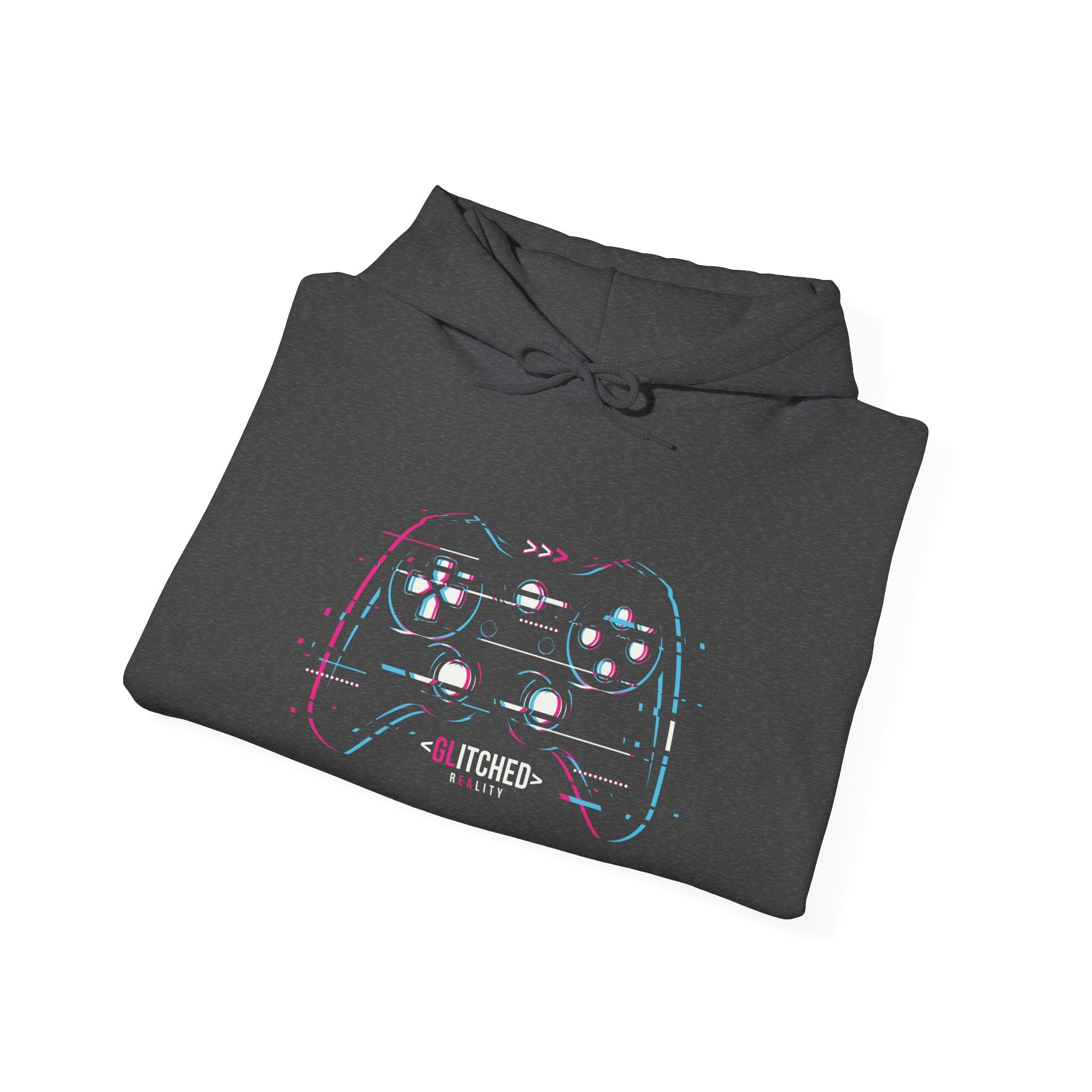 Glitched Gaming Controller Unisex Heavy Blend Hooded Sweatshirt for Ultimate Comfort
