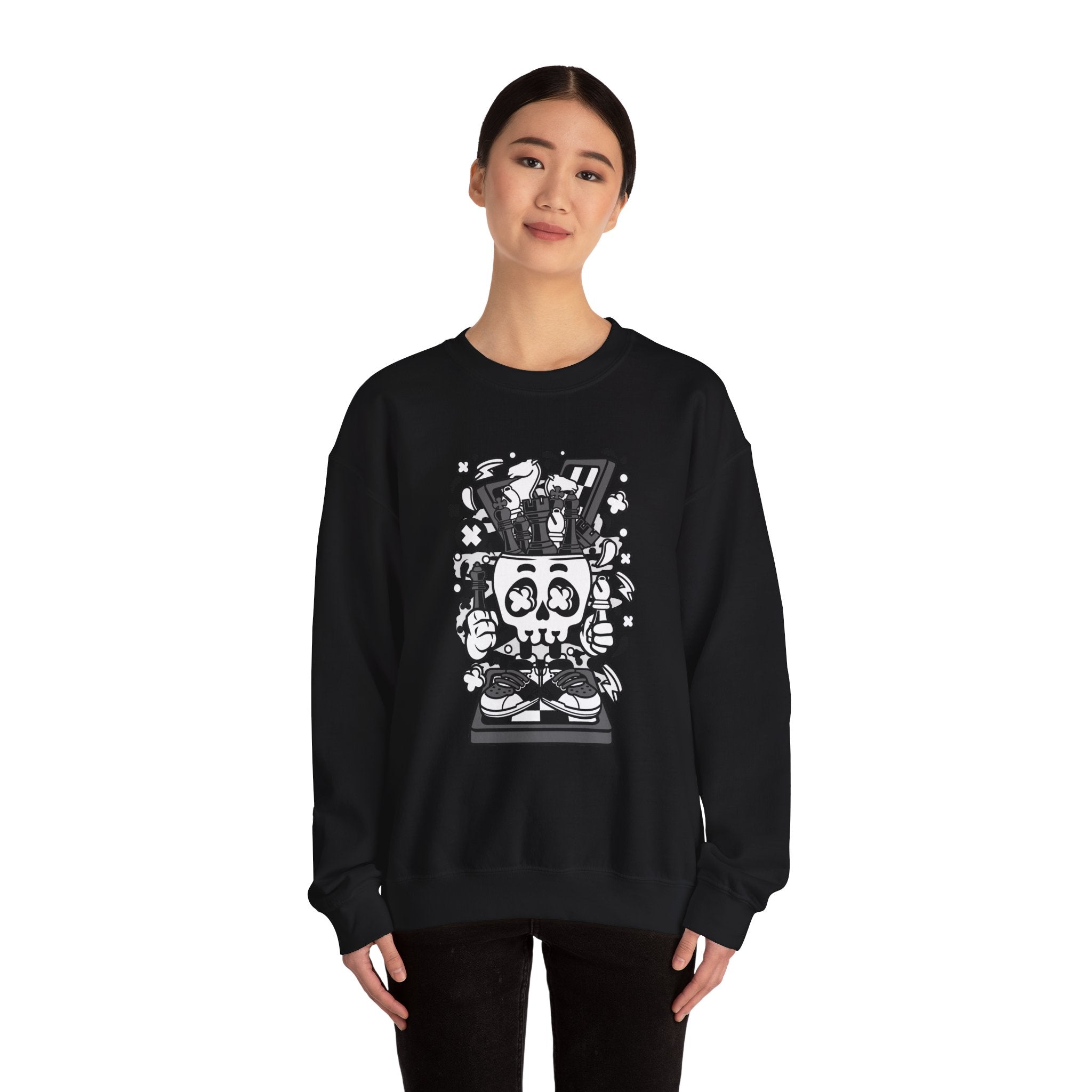Chess Skull Head Unisex Heavy Blend Crewneck Sweatshirt for Ultimate Comfort