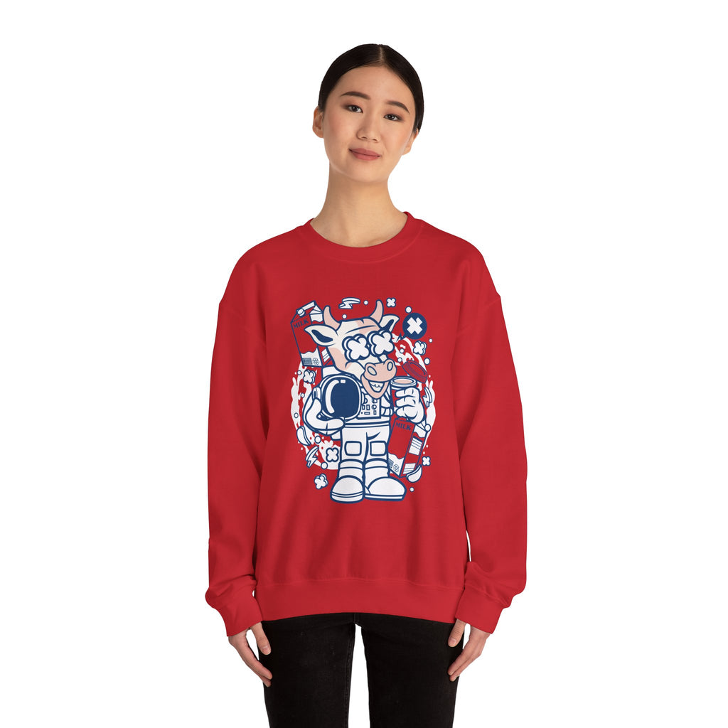 Cow Astronaut Unisex Heavy Blend Crewneck Sweatshirt for Ultimate Comfort