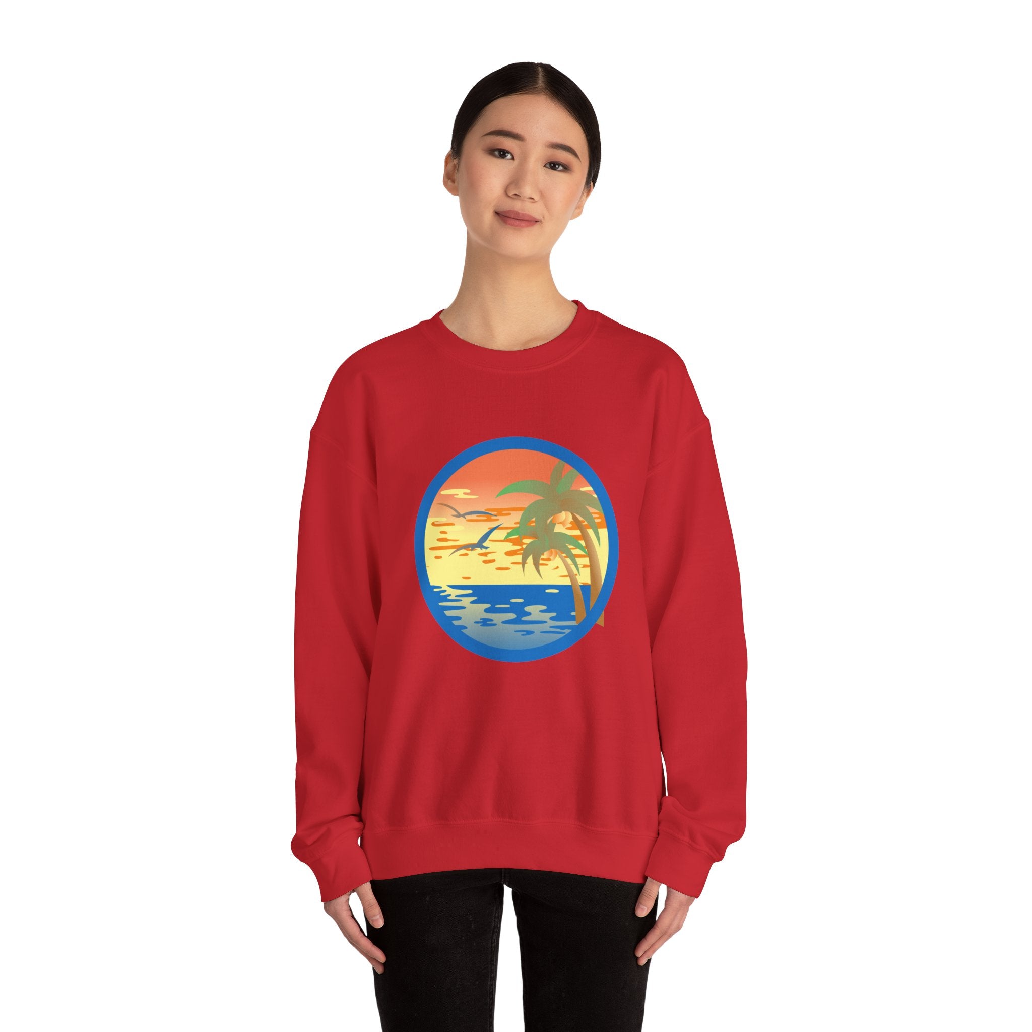 Colored Sunset And Beach Unisex Heavy Blend Crewneck Sweatshirt