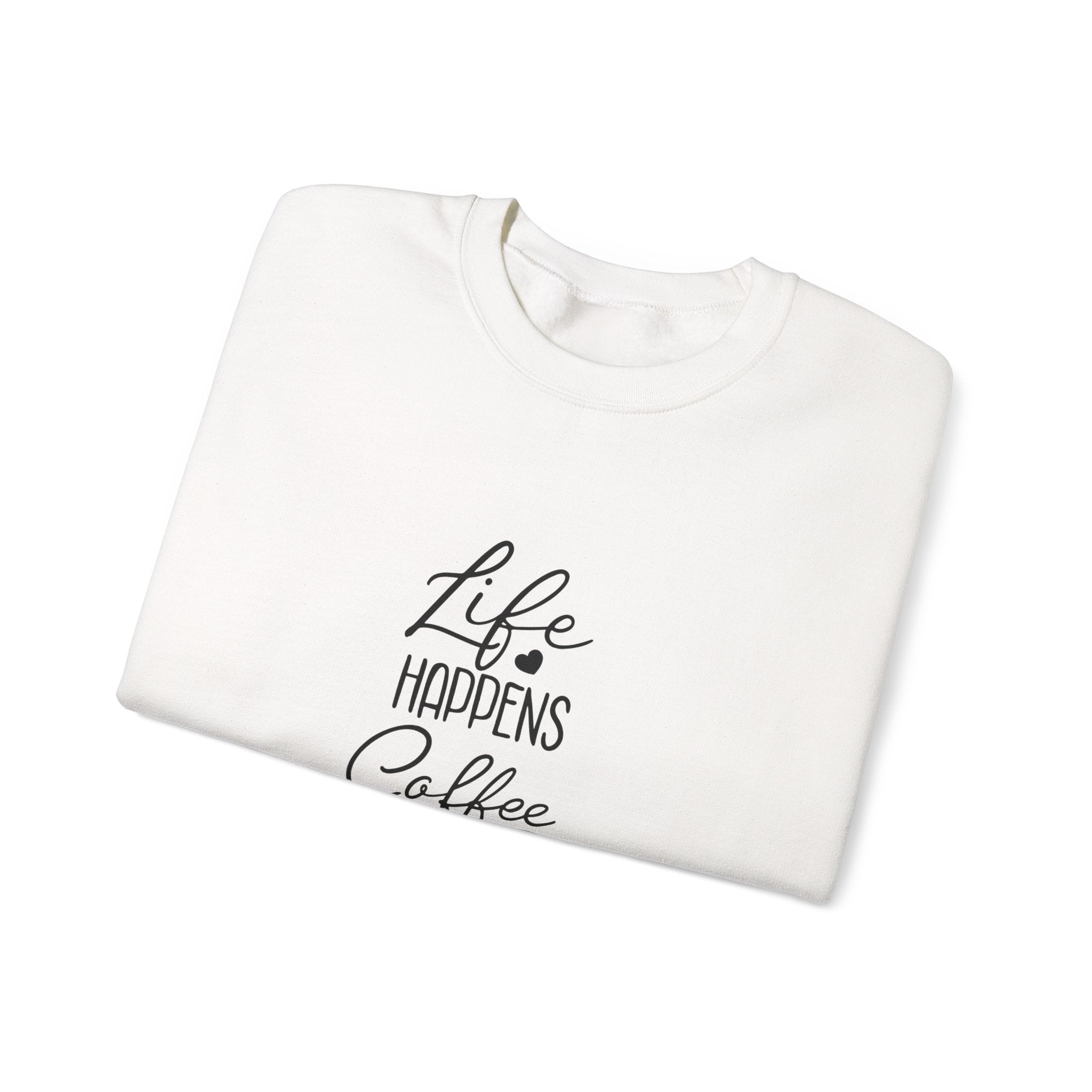Life Happens Coffee Helps Unisex Heavy Blend Crewneck Sweatshirt