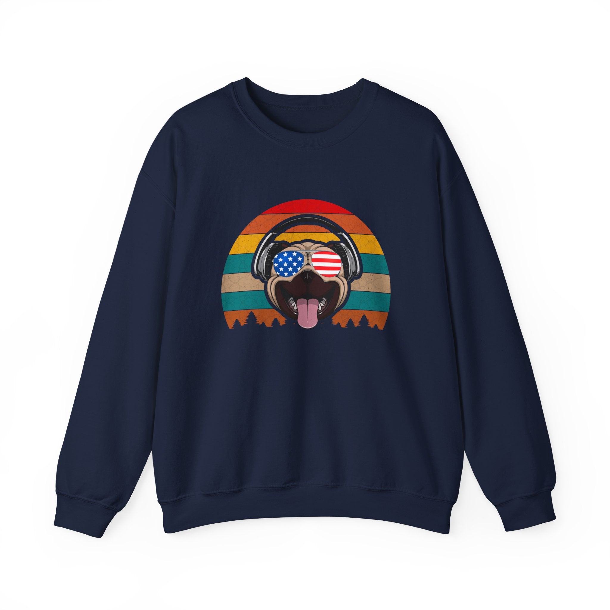 Happy American Pug Unisex Heavy Blend Crewneck Sweatshirt for Ultimate Comfort