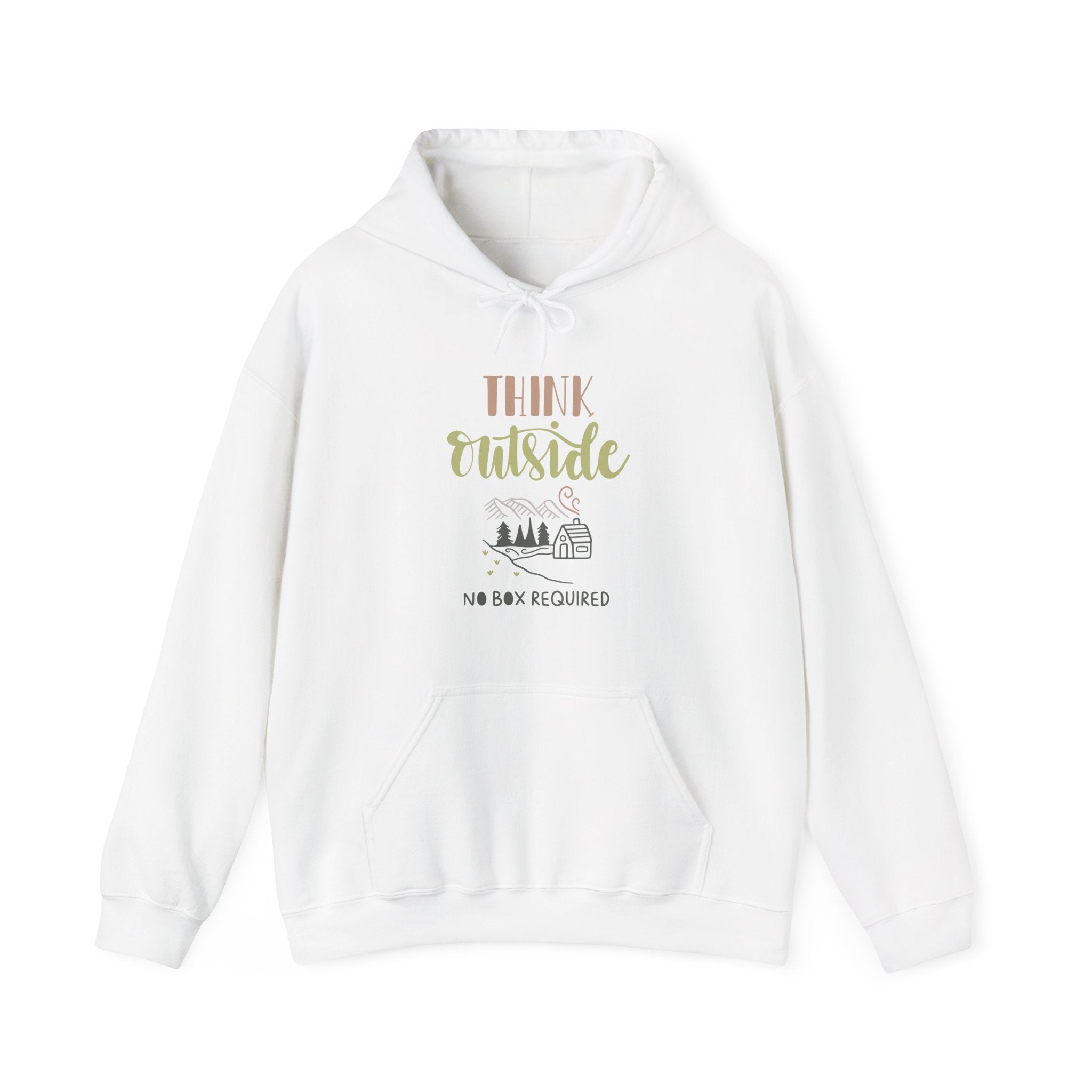 Think Outside No Box Required Unisex Heavy Blend Hooded Sweatshirt