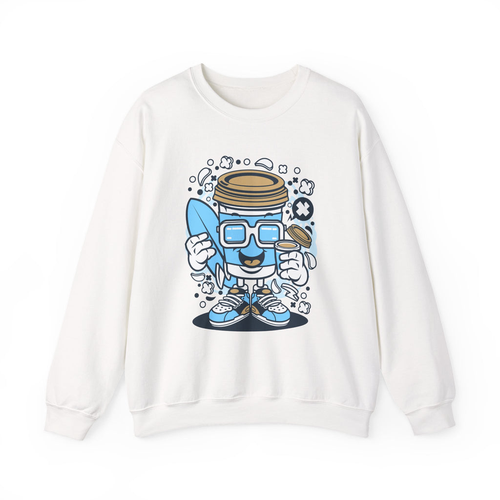 Coffee Cup Surfer Unisex Heavy Blend Crewneck Sweatshirt for Ultimate Comfort