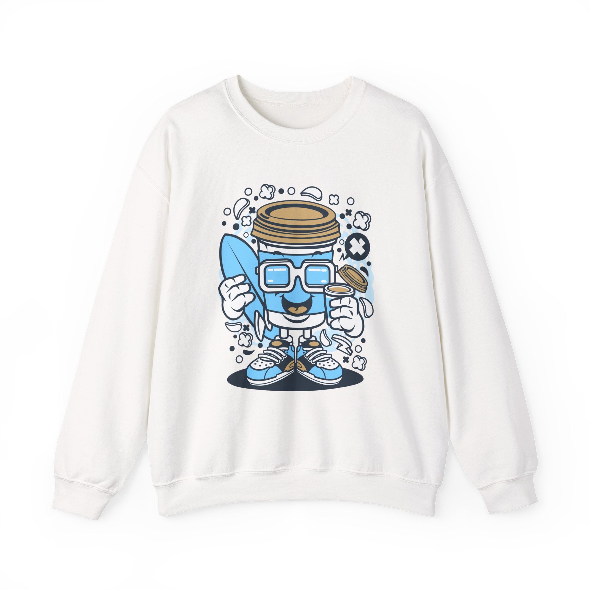 Coffee Cup Surfer Unisex Heavy Blend Crewneck Sweatshirt for Ultimate Comfort
